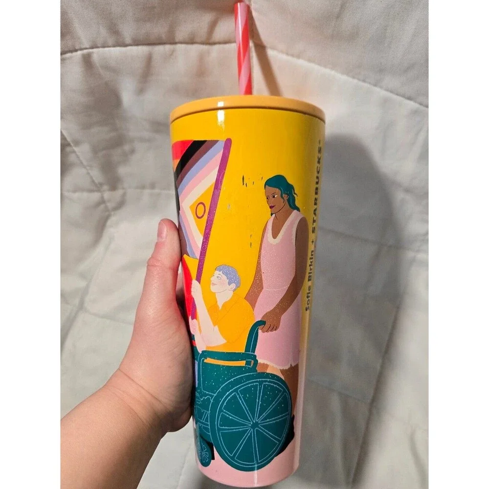 Starbucks X SOFIE BIRKIN LGBTQ+ Pride Rainbow Parade Cup Tumbler With Straw 24oz
